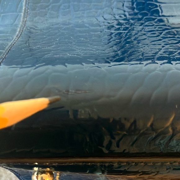 Kate Spade: Elissa Bristol Drive Croc Embossed Tote Bag- Petrol Blue - Picture 9 of 16